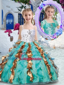 Gorgeous Spaghetti Straps Little Girl Pageant Dresses with Beading and Ruffles