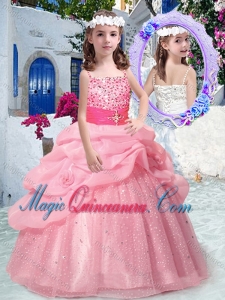 Best Spaghetti Straps Little Girl Pageant Dresses with Beading and Bubles