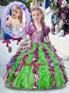 Most Popular Straps Little Girl Pageant Dresses with Beading and Ruffles
