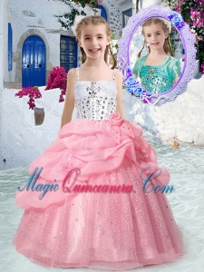 Perfect Spaghetti Straps Little Girl Pageant Dresses with Beading and Bubles