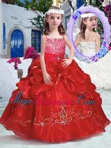 Top Selling Spaghetti Straps Little Girl Pageant Dresses with Beading and Bubles