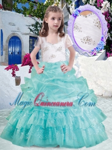 2016 Elegant Straps Ball Gown Little Girl Pageant Dresses with Beading and Bubles
