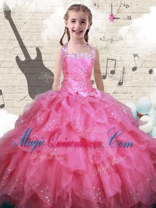 2016 New Style Beading and Ruffles Little Girl Pageant Dresses in Watermelon