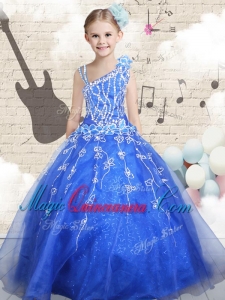 Latest Ball Gown Asymmetrical Little Girl Pageant Dresses with Beading