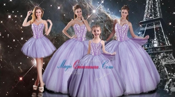 Exclusive Lavender Quinceanera Dresses and Simple Straps Mini Quinceanera Dresses and Beautiful Beading Ball Gown Dama Dresses