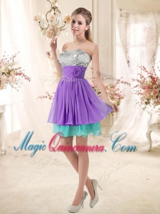 Afforable Sweetheart Short Dama Dresses with Sequins and Belt