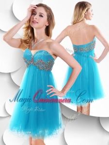 Discount Short Baby Blue Dama Dress with Beading