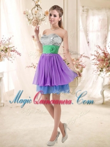 Discount Sweetheart Multi Color Short Dama Dresses with Sequins