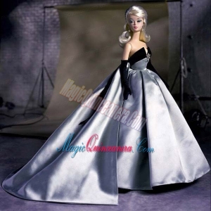 Exclusive Beading Grey Ball Gown Barbie Doll Dress