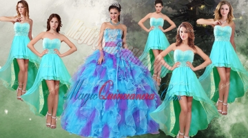 Perfect Applique and Ruffled Quinceanera Dress and High Low Beaded Dama Dresses