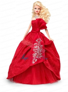 Elegant Red Gown With Embroidery Made to Fit the Barbie Doll