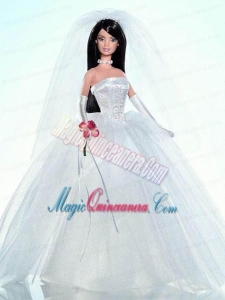 Embroidery Ball Gown Wedding Barbie Doll Dress