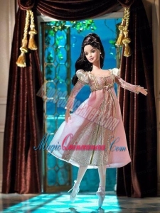 New Fashion Princess Pink Dress With Long Sleeves Gown for Barbie Doll