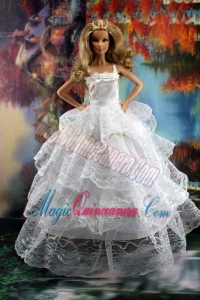 Pretty Ruffled Layers Wedding Dress To Barbie Doll Dress