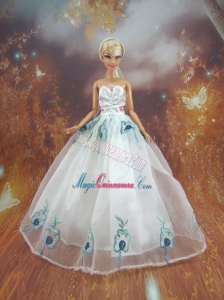 Simple Embroidery White Made To Fit the Barbie Doll