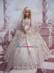 The Most Amazing Wedding Dress With Embroidery Made to Fit the Barbie Doll