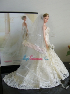 The Most Amazing Wedding Dress with Court Train Made to Fit the Barbie Doll
