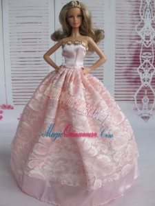 Lovely Baby Pink Applqiues Party Clothes Fashion Dress for Noble Barbie