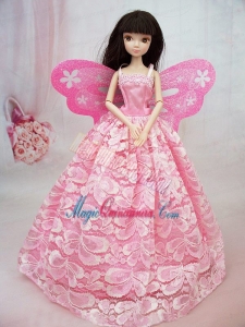 Lovely Handmade Pink Lace To Barbie Doll Dress