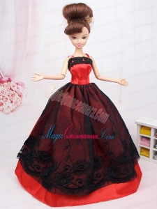 New Beautiful Black and Red Handmade Party Clothes Fashion Dress For Noble Barbie