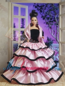 New Fashion Princess Handmade Baby Pink Strapless Party Clothes Fashion Dress for Noble Barbie