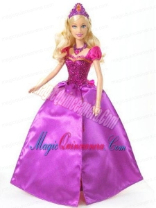 Sweet Princess Handmade Lavender Square Short Sleeves Party Clothes Fashion Dress for Noble Barbie