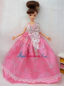 The Most Amazing Rose Pink Dress With Sequins Made to Fit the Barbie Doll