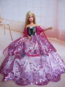 Beading Decorate Ball Gown Colorful Barbie Doll Dress