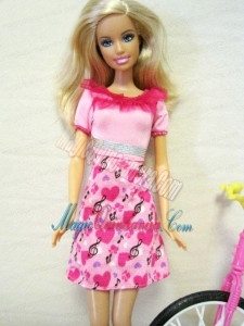 Beautiful Printing Short Colorful Barbie Doll Dress