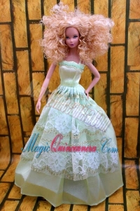 Cute Yellow Green Party Dress Made To Fit the Barbie Doll