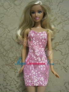 Perfect Printing Short Colorful Barbie Doll Dress