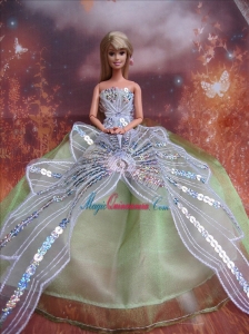 The Most Amazing Green Dress With Sequins Made To Fit The Barbie Doll