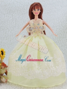 The Most Beautiful Beading and Embroidery Yellow Green Ball Gown Party Clothes Barbie Doll Dress
