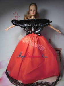 Beautiful Red Party Clothes Fashion Dress for Noble Barbie Doll