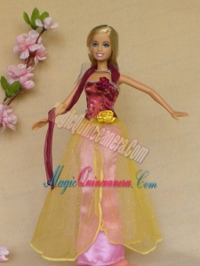 Colorful Hand Made Flowers Handmade Dresses Fashion Party Clothes Gown Skirt For Barbie Doll