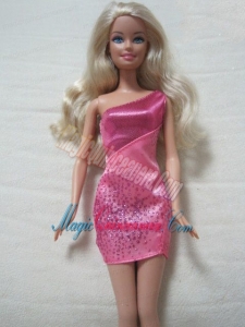 Fashion One Shoulder Mini-length Dress With Sequin and Beading Made To Fit the Barbie Doll
