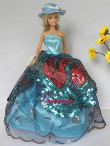 Free Shippment Barbie Doll Lace and Sequins Clothes Party Dresses Gown