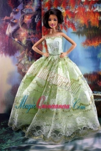 Lace Over Skirt Green For Sweet Barbie Doll Dress