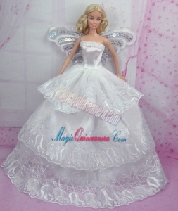 Romantic Wedding Dress With Embroidery Made to Fit the Barbie Doll