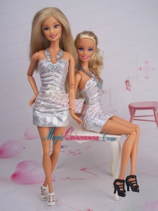 Sexy Fashion Halter Party Dress With Sequin Dress For Barbie Doll