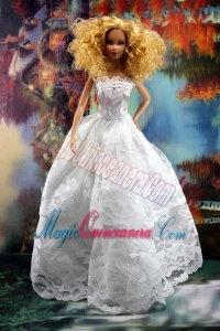 Beautiful Lace Over Skirt Wedding Barbie Doll Dress