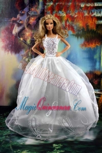 Beauty Ball Gown and Embroidery For Barbie Doll Wedding Dress