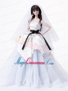 Fashion Handmade Barbie White Tulle Wedding Dress For Barbie Doll