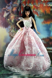 Pink and White Lace Over Skirt To Barbie Doll Dress