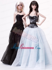Pretty Handmade Tulle White Appliques Barbie Doll Dress