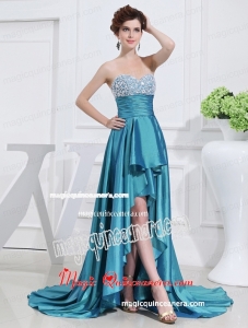 Sweetheart High-low Beading and Applique Taffeta Teal Mother Dress