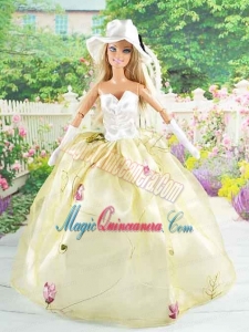 Beautiful Champagne Gown With Embroidery Dress For Noble Barbie
