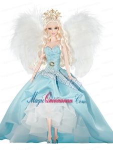 Elegant Party Dress with Blue Taffeta Made to Fit the Barbie Doll