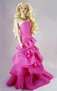 Fashion Fuchsia Party Dress With Ruffled Layers Gown For Barbie Doll