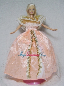 Gorgeous Light Orange Gown Handmade Dress For Barbie Doll